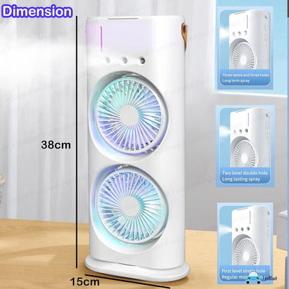 Climatiseur Portable USB Double Tête avec Télécommande et Veilleuse