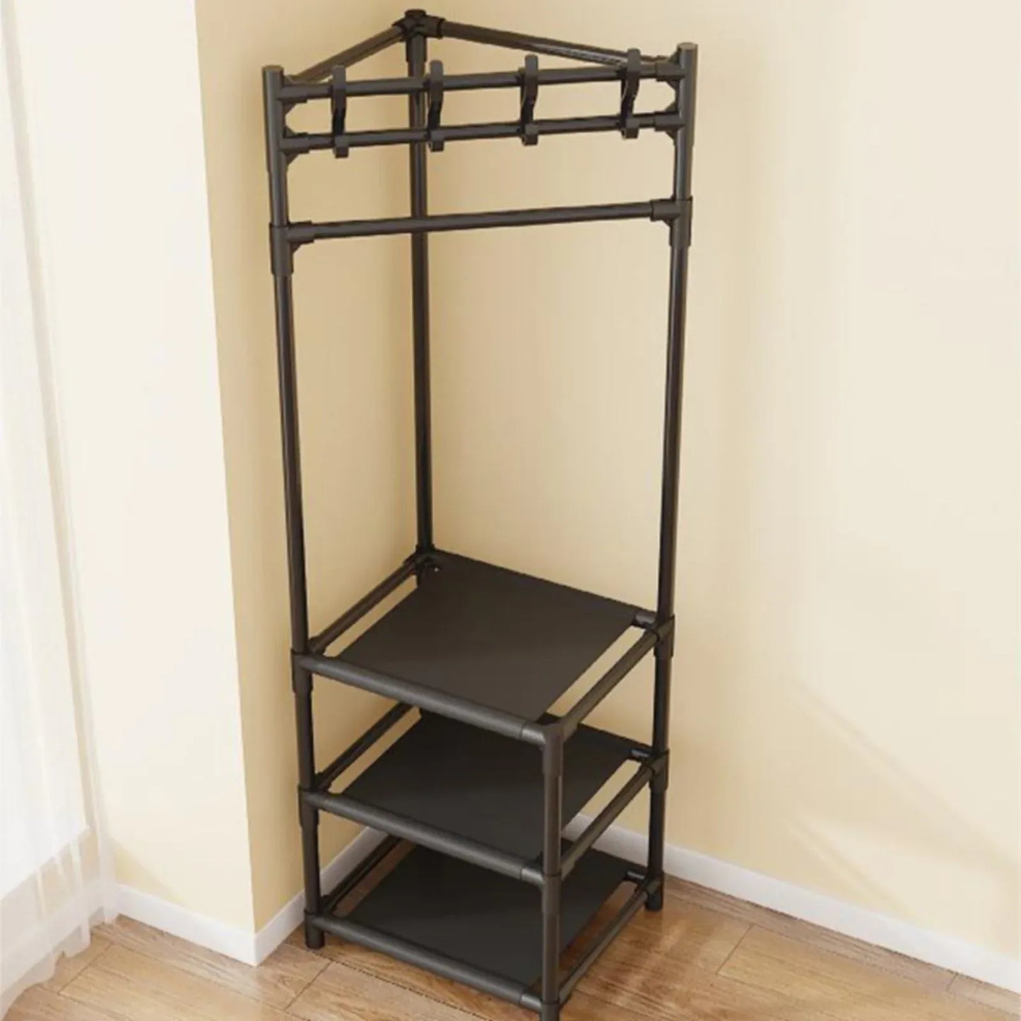 رف ملابس زاوية عصري مع 3 أرفف تخزين – استغلال مثالي لكل زاوية