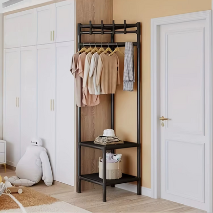 رف ملابس زاوية عصري مع 3 أرفف تخزين – استغلال مثالي لكل زاوية