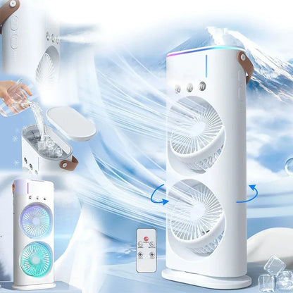 Climatiseur Portable USB Double Tête avec Télécommande et Veilleuse