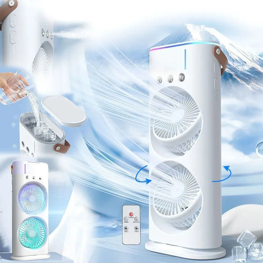 Climatiseur Portable USB Double Tête avec Télécommande et Veilleuse
