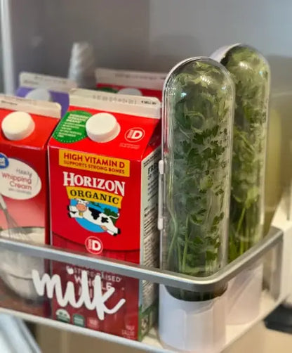 حافظة خضر وأعشاب طازجة مع خزان ماء - للحفاظ على النكهة لأيام أطول